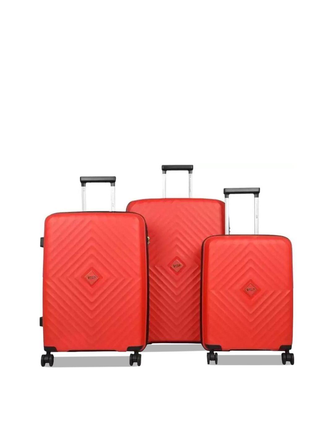 vip set of 3 hard-sided suitcases trolley bag