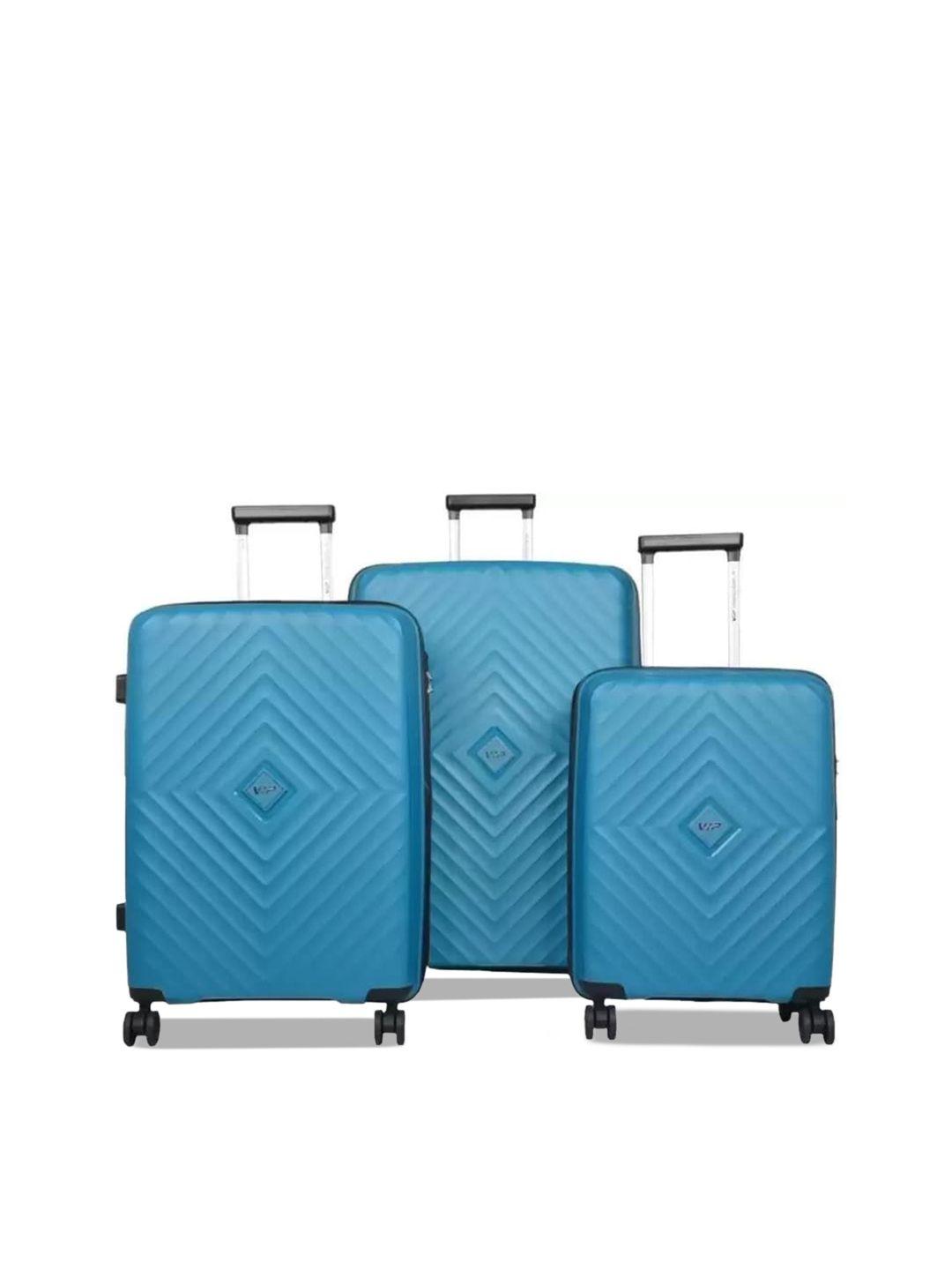 vip set of 3 hard-sided trolley suitcases