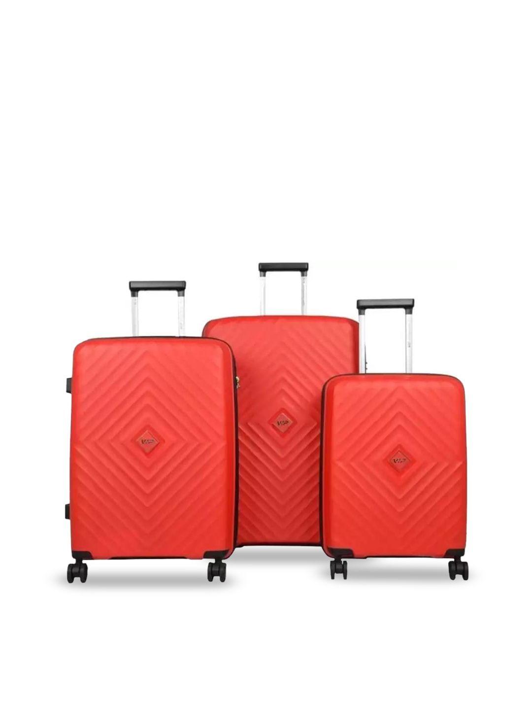 vip set of 3 hard-sided trolley suitcases