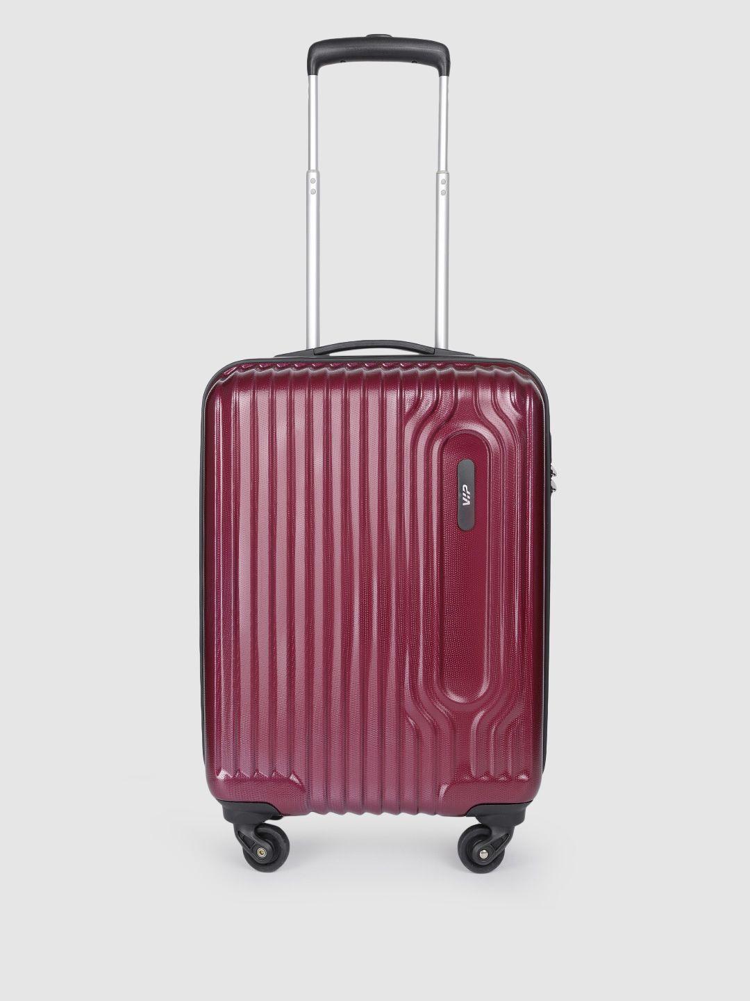 vip unisex maroon textured hard-sided cabin trace-x trolley bag- 48 litres