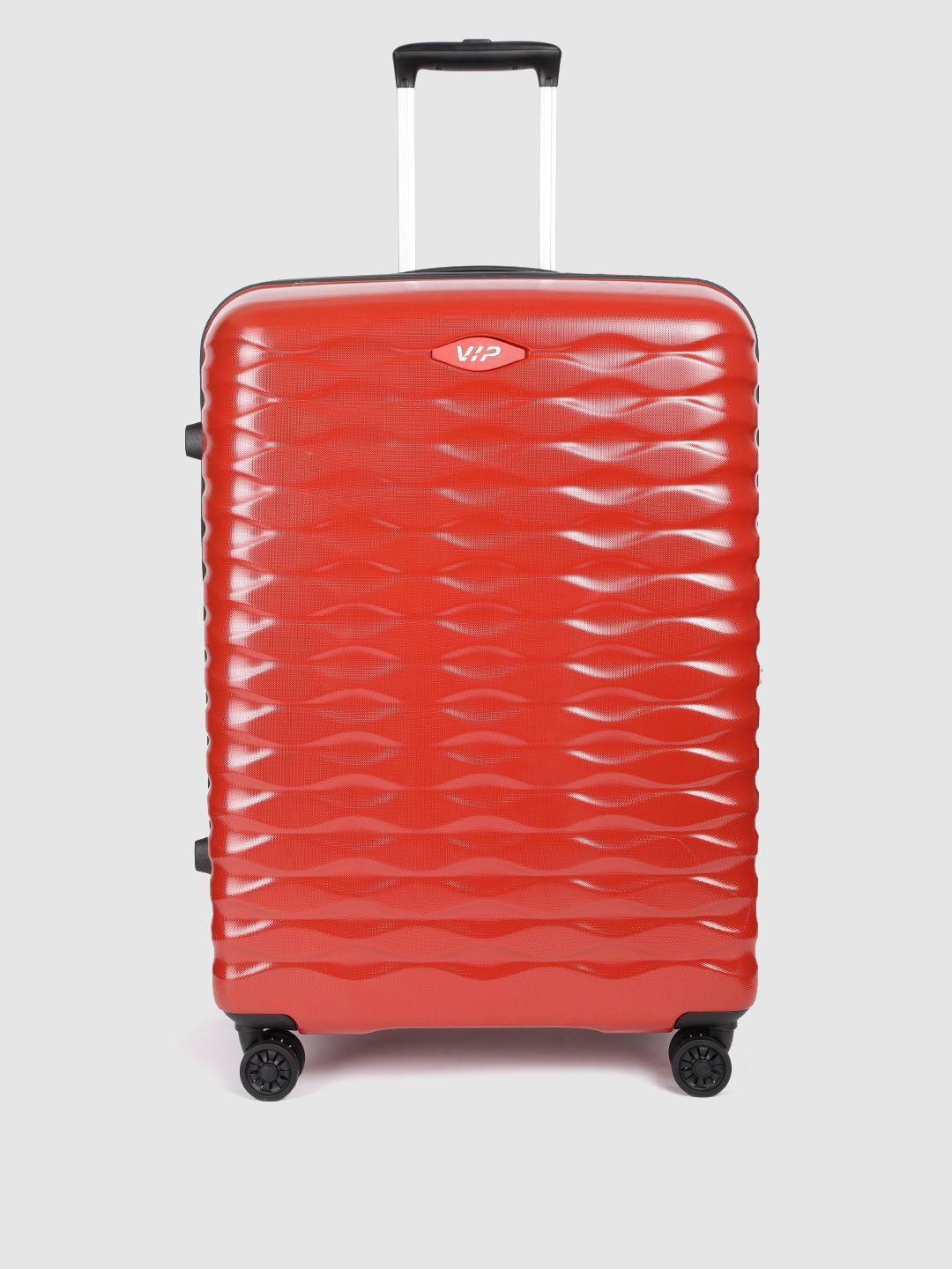 vip unisex red textured hard 4 wheels 360-degree rotation large trolley bag