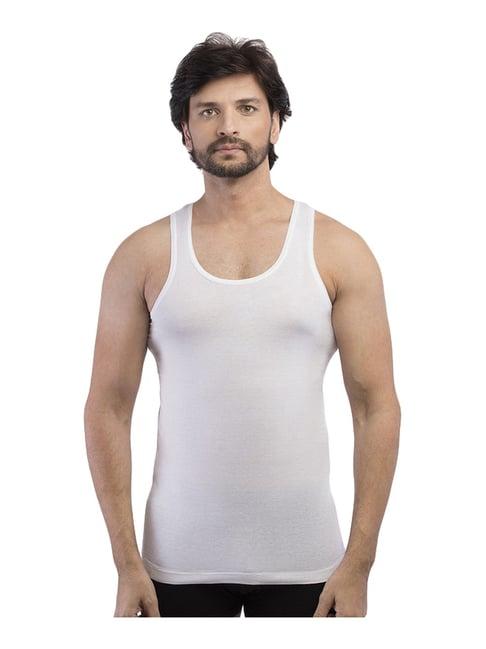 vip white cotton regular fit vest (pack of 3)