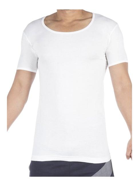 vip white cotton regular fit vest (pack of 4)
