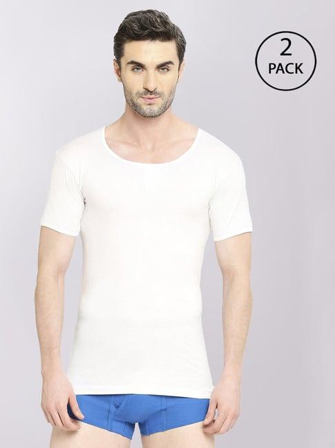 vip white regular fit vest - pack of 2