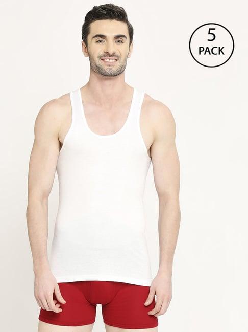 vip white regular fit vest - pack of 5