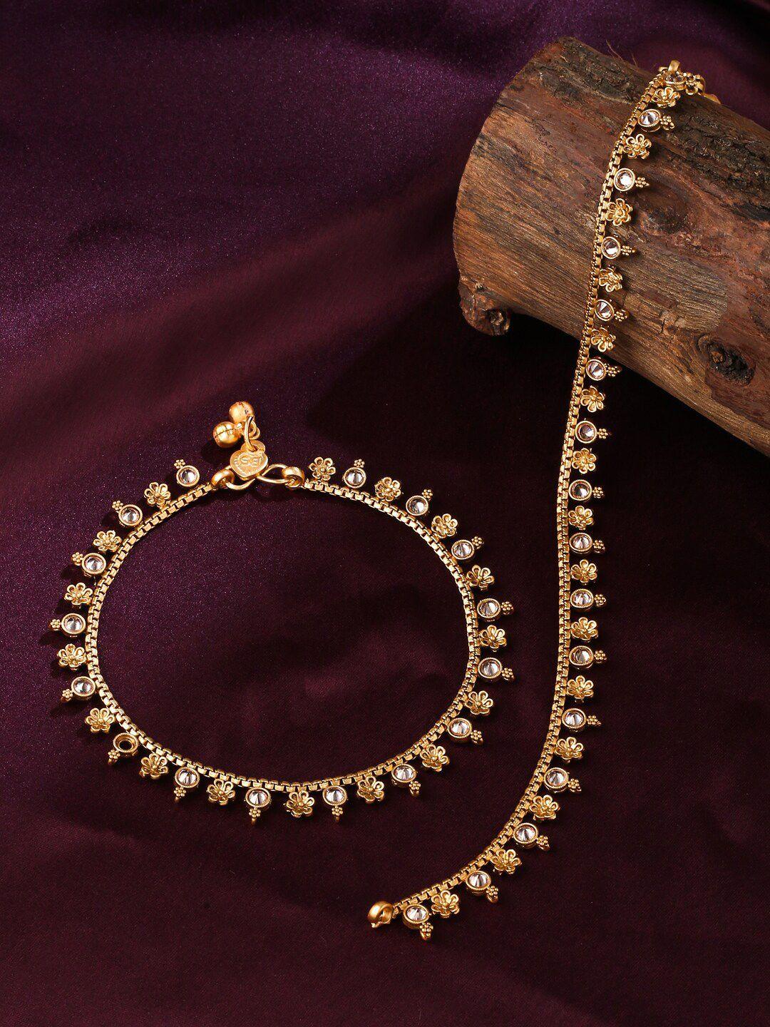 viraasi gold-plated stone studded anklet