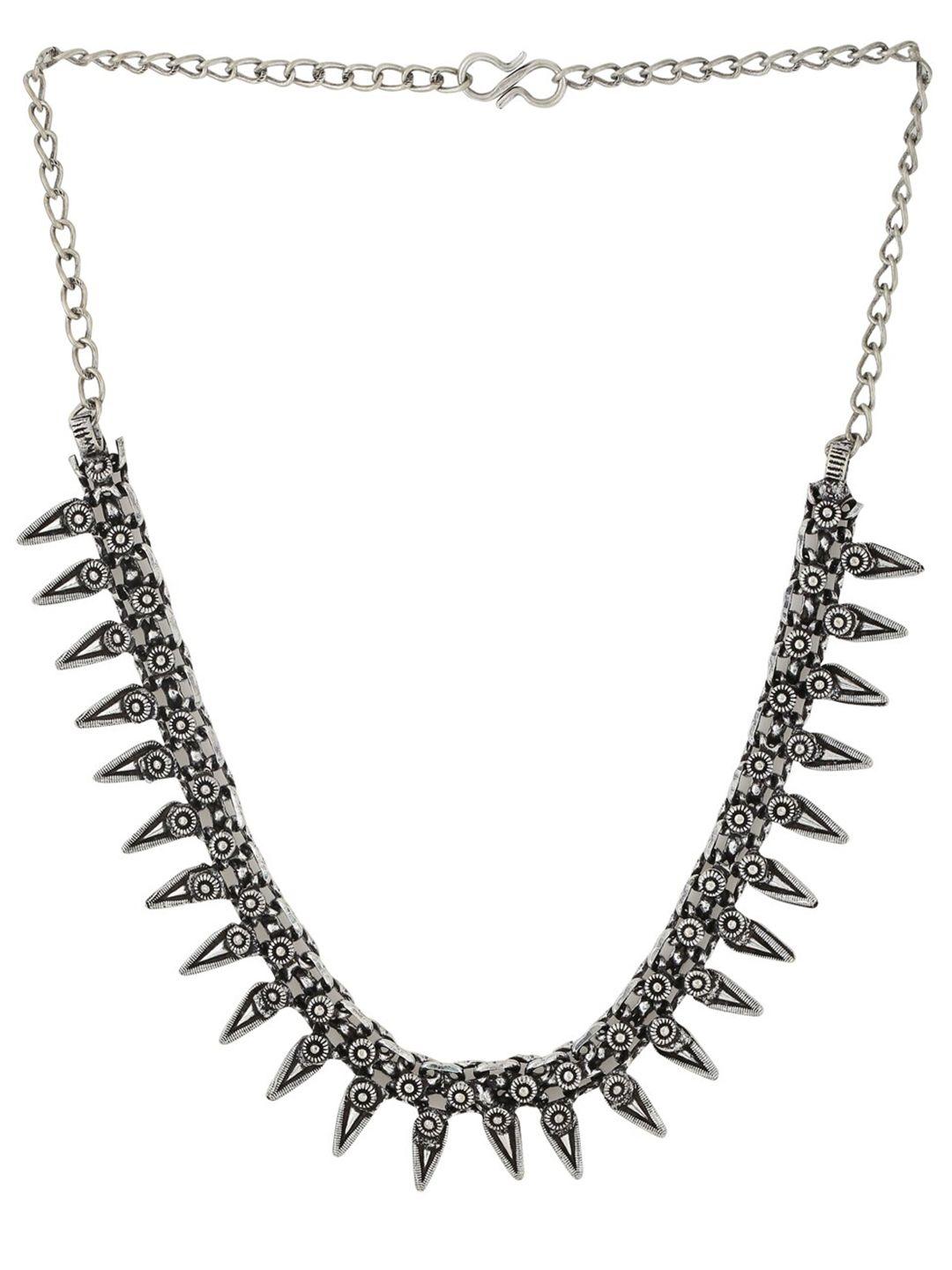 viraasi silver-plated statement oxidised choker necklace