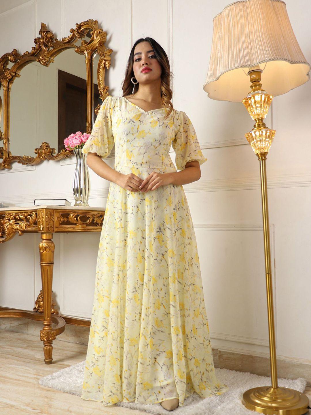 virah fashion floral printed georgette maxi dress