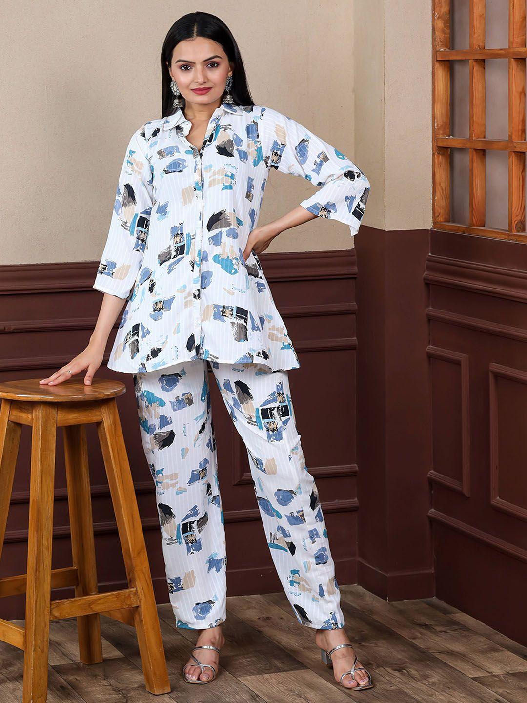 virah fashion abstract printed shirt with trousers