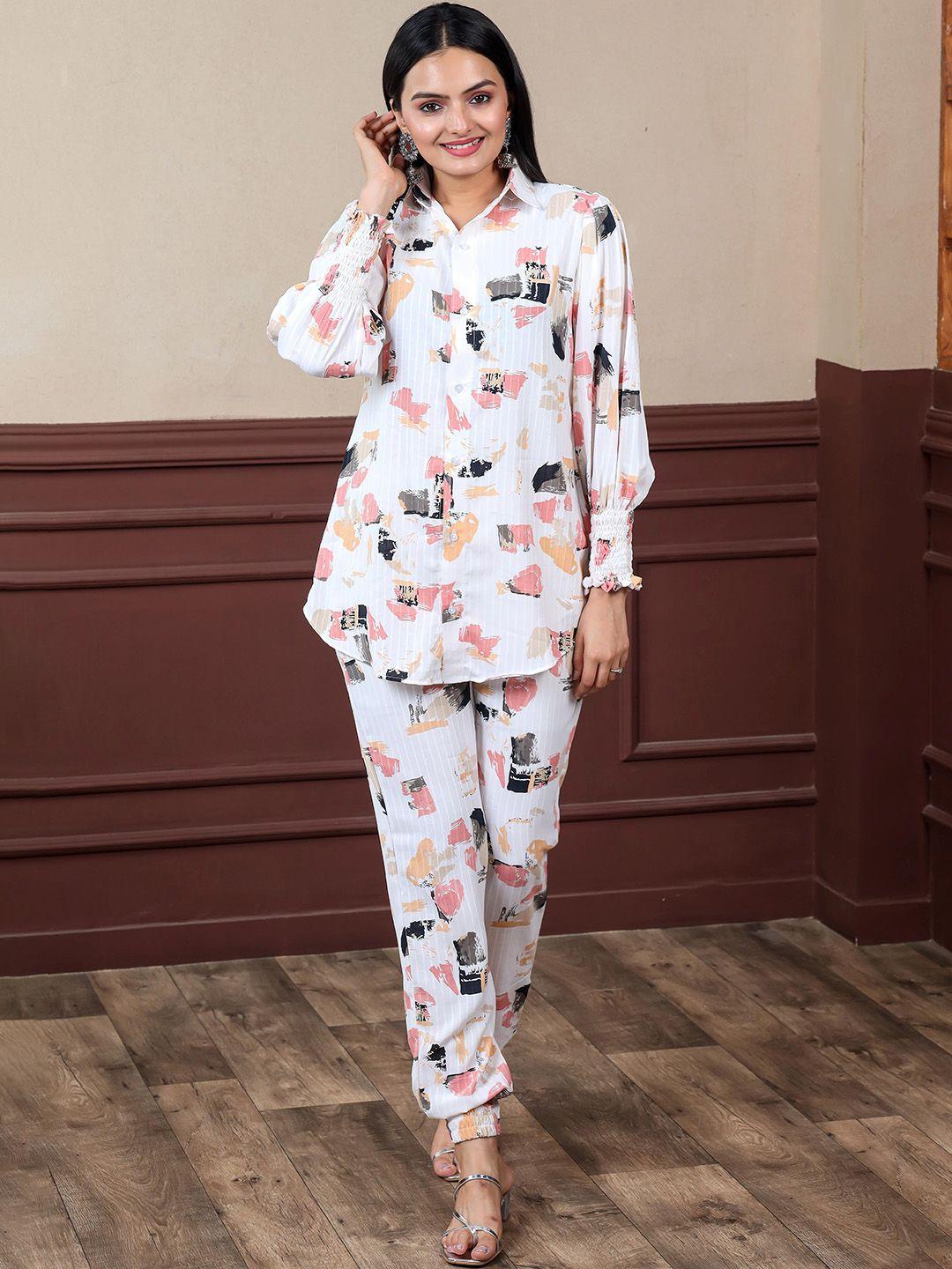 virah fashion abstract printed shirt with trousers