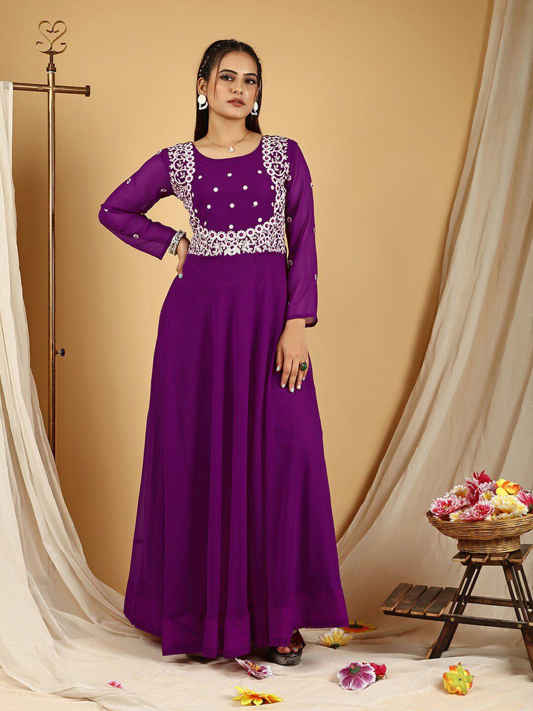 virah fashion embroidered georgette ethnic a-line dress