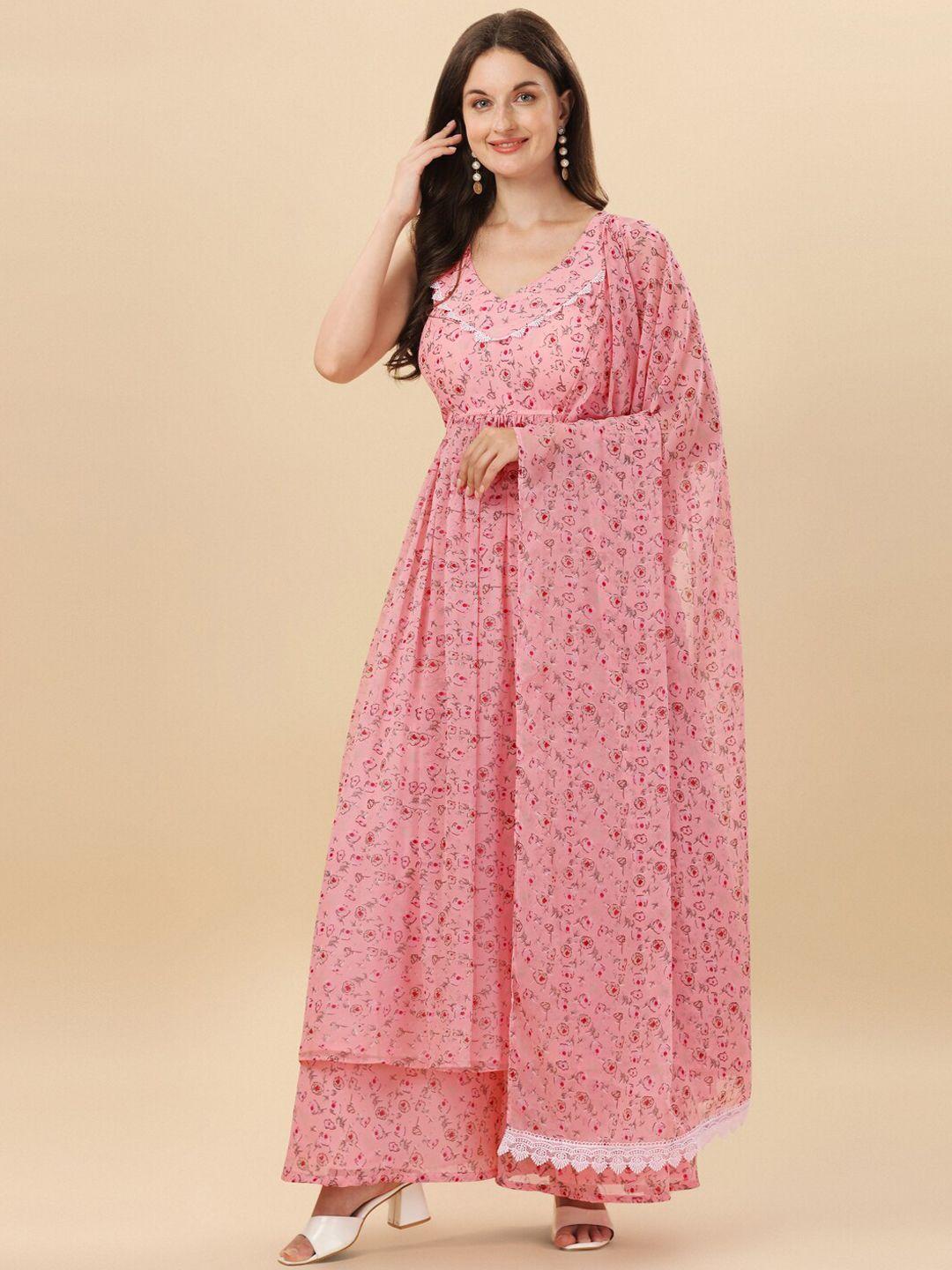 virah fashion floral printed kurta with palazzos & with dupatta