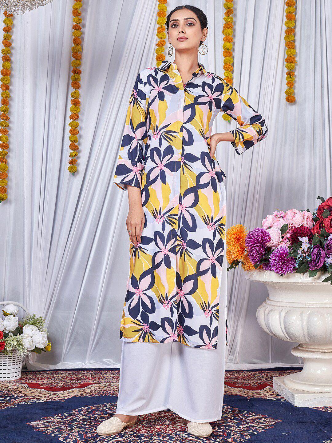 virah fashion women multicoloured printed kurta with palazzos