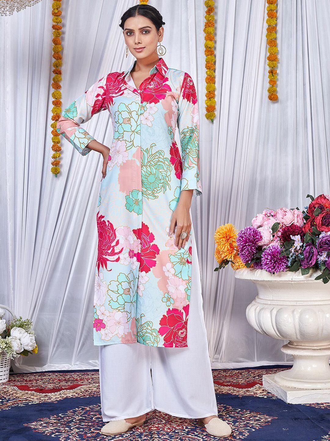 virah fashion women multicoloured printed kurta with palazzos