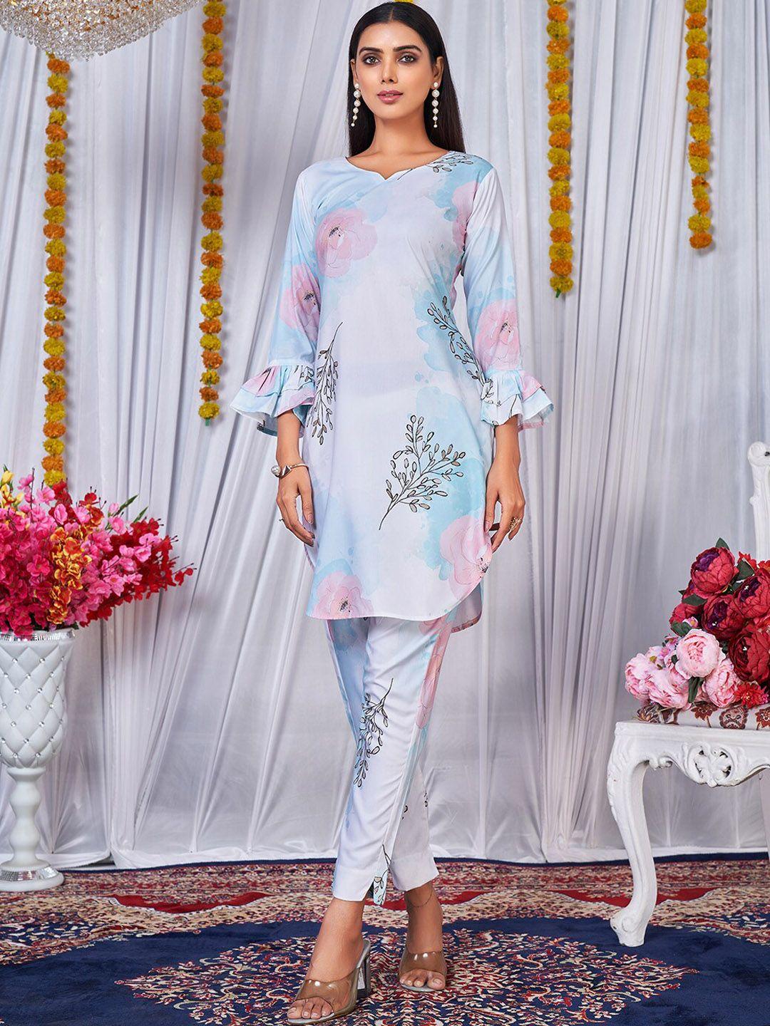 virah fashion women multicoloured printed kurta with trousers
