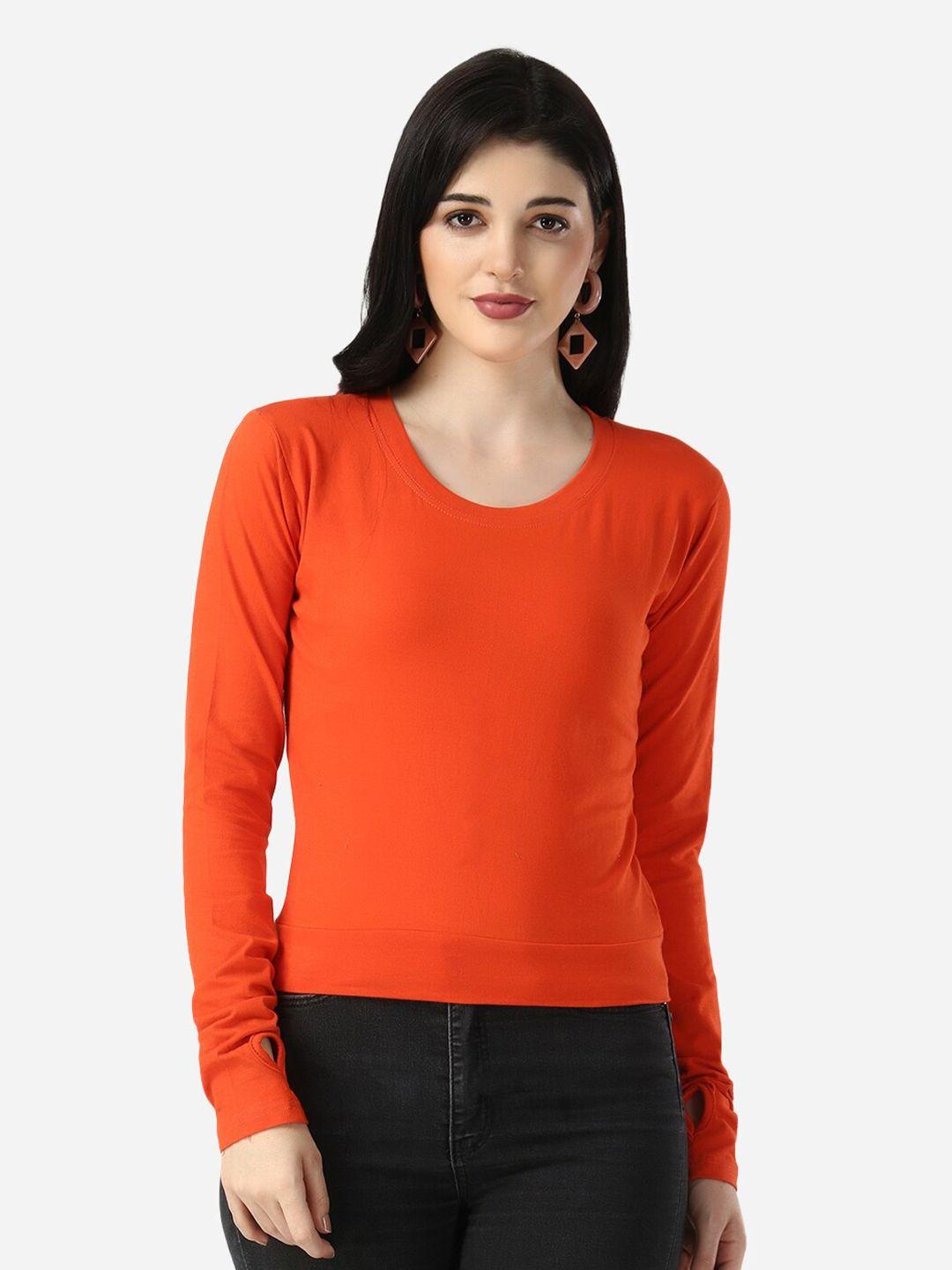 viral trend women orange solid top