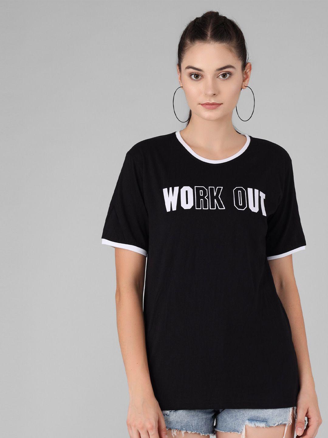 viral trend women black typography printed cotton t-shirt