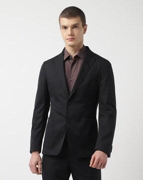 virgin-wool blended slim fit suit set