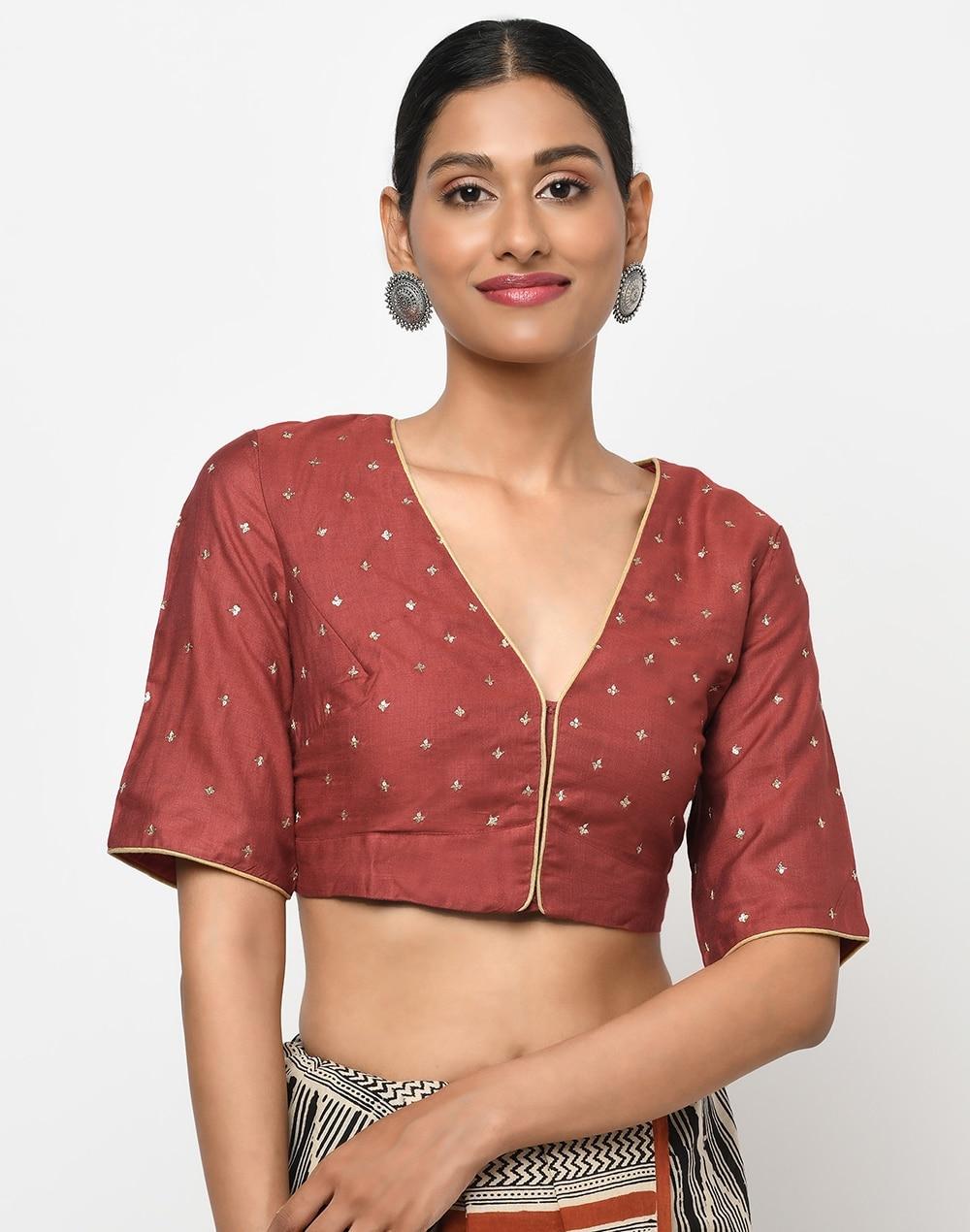 viscose silk embroidered blouse