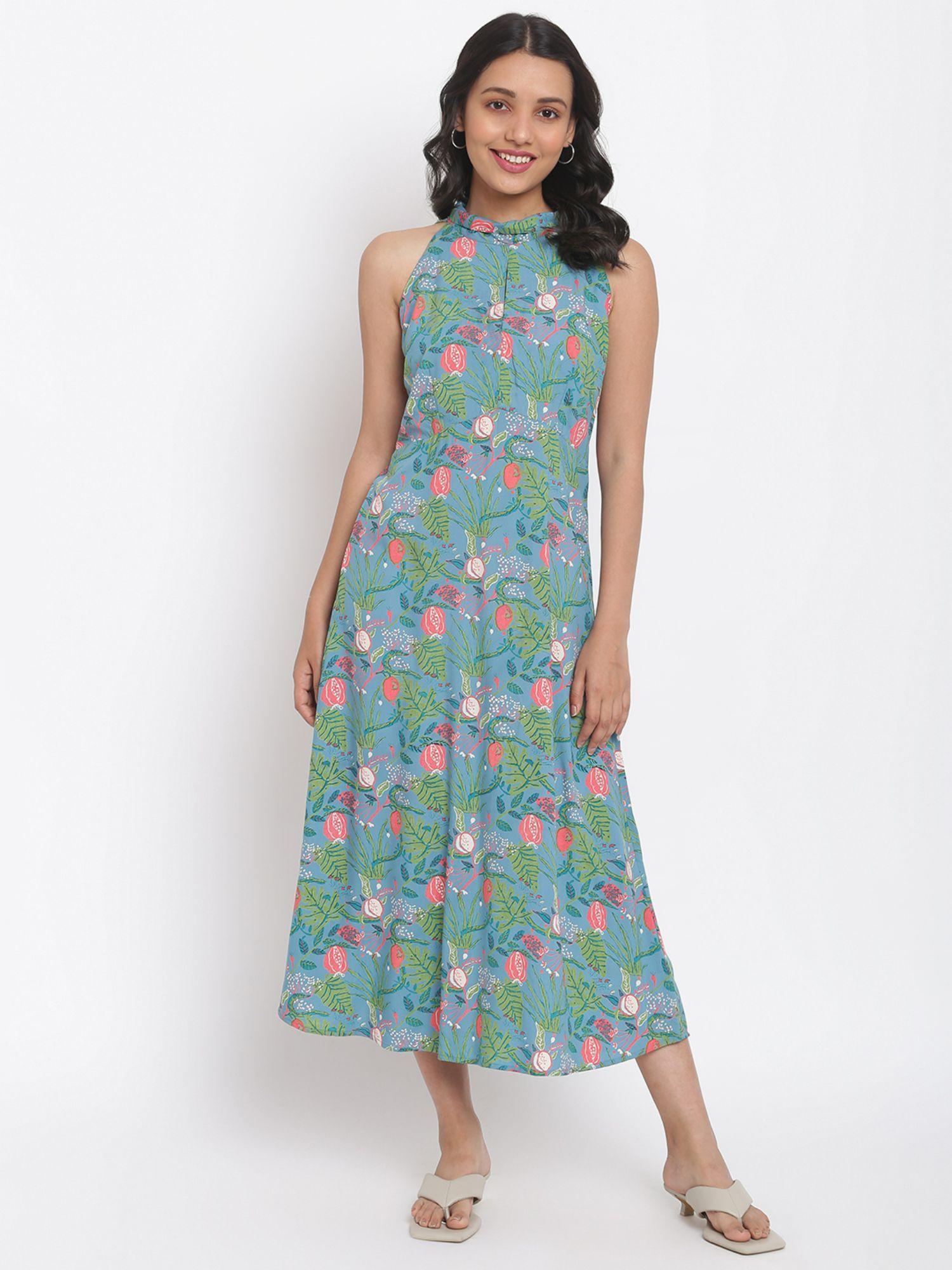 viscose printed midi dress