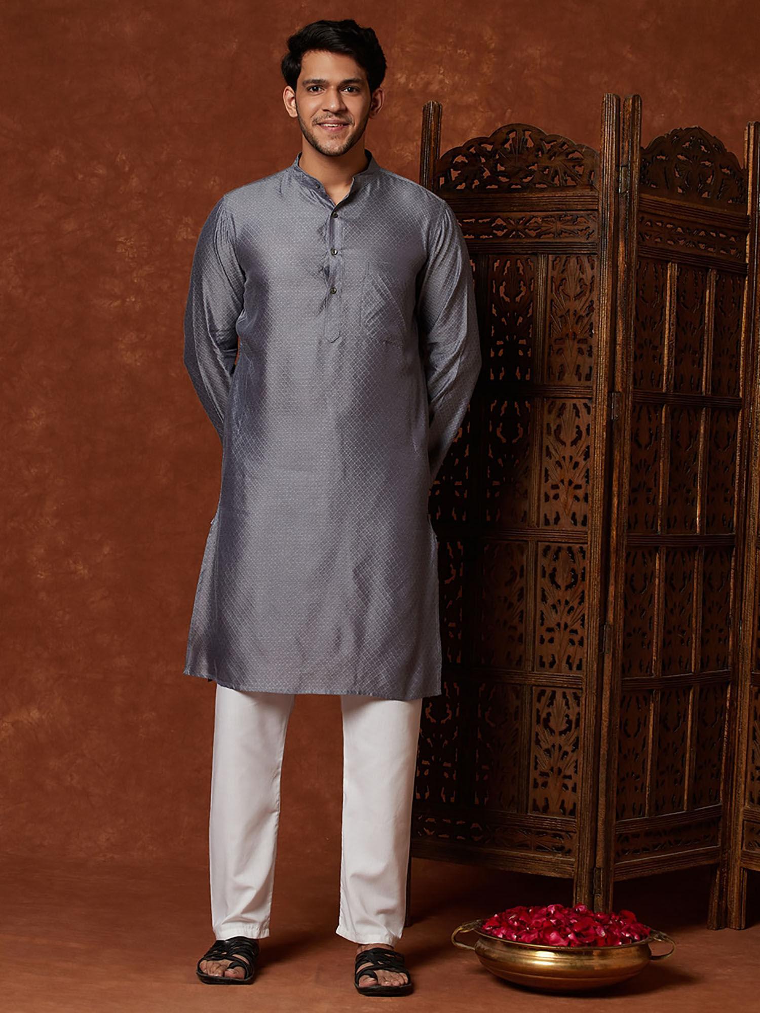 viscose silk jacquard slim fit long kurta