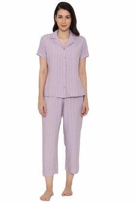 viscose slim fit women's sleepwear set - lavender