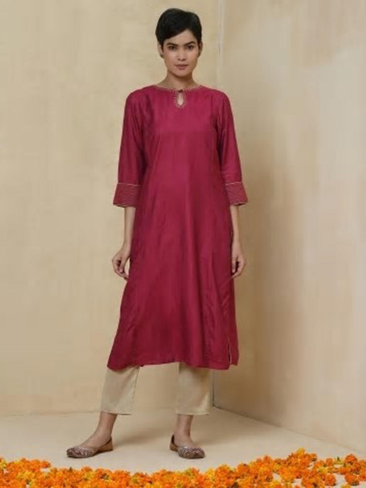 viscose tussar embroidered long kurta