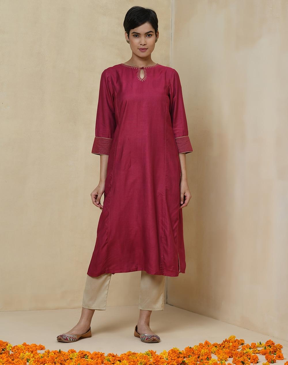 viscose tussar embroidered long kurta