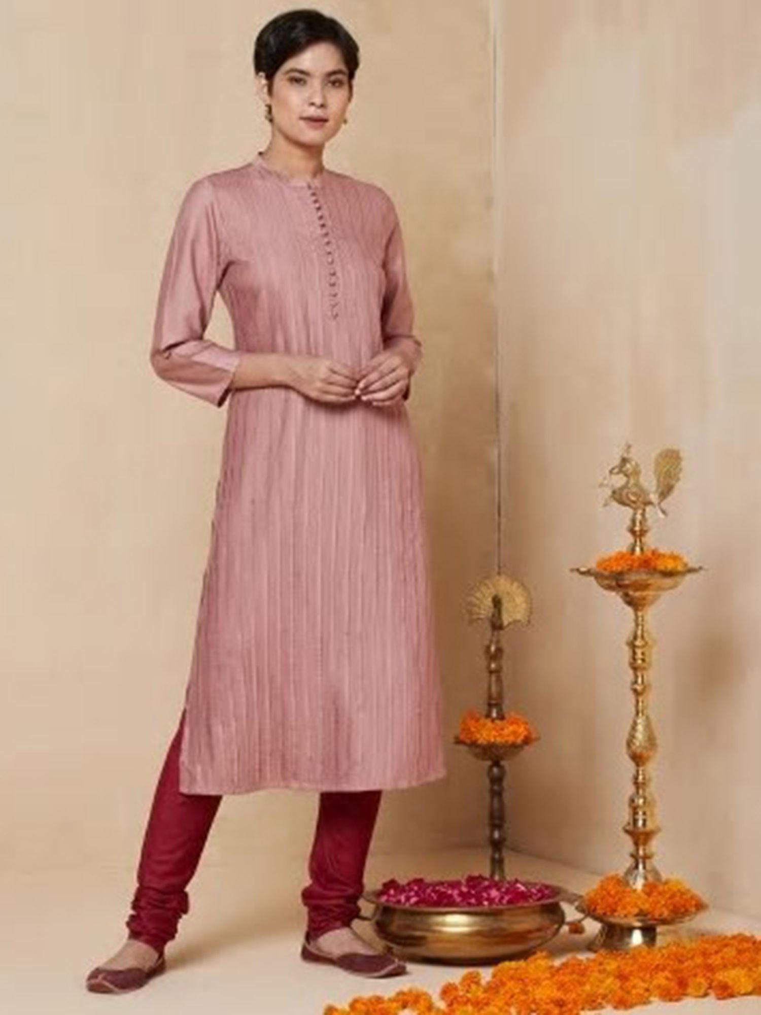 viscose tussar front pintuck long kurta