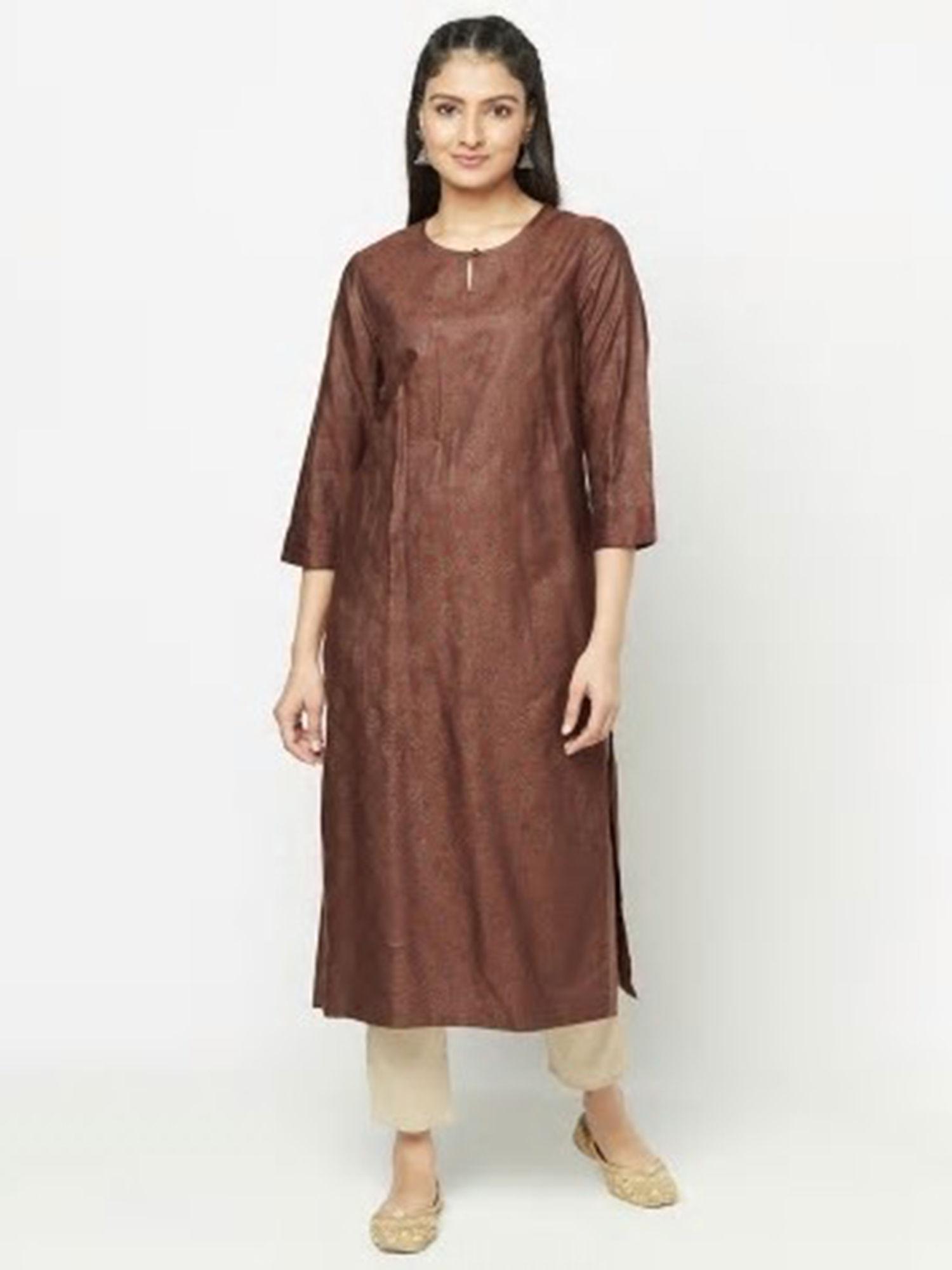 viscose tussar printed long kurta