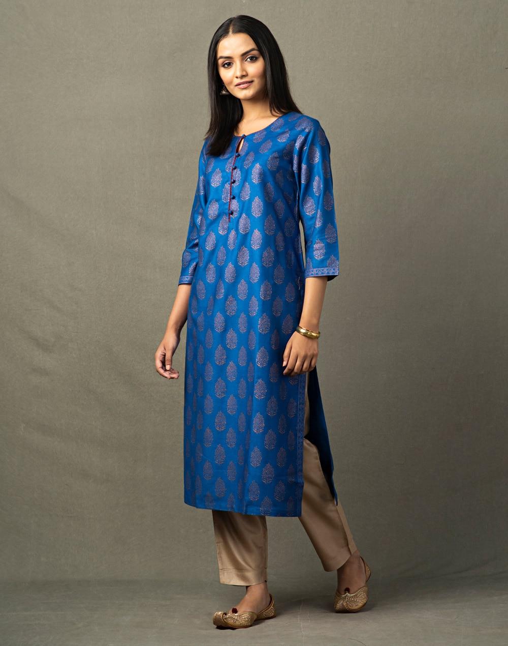 viscose tussar printed long kurta