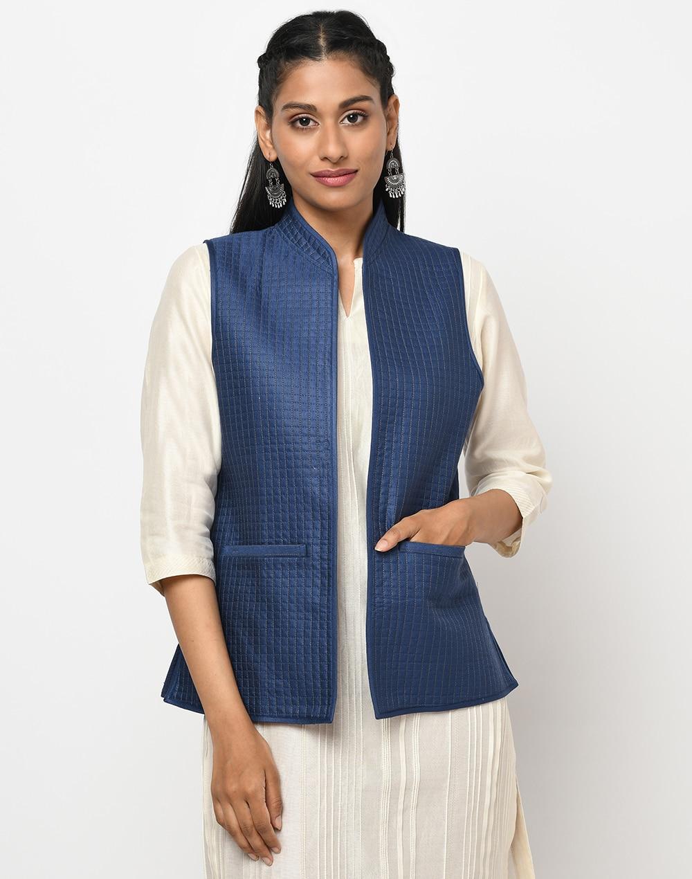 viscose tussar quilted jacket