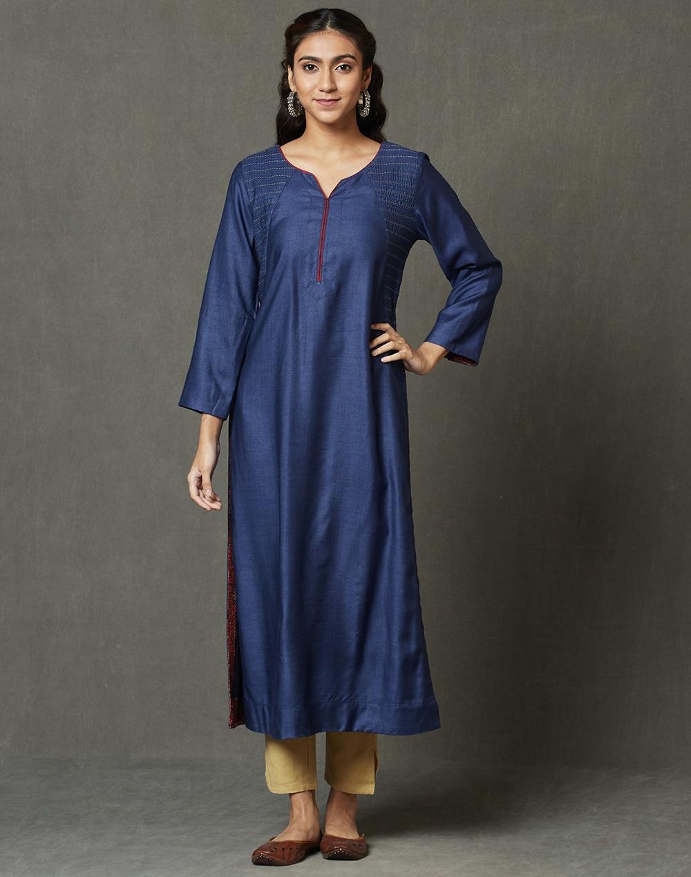 viscose tussar top stitch long kurta