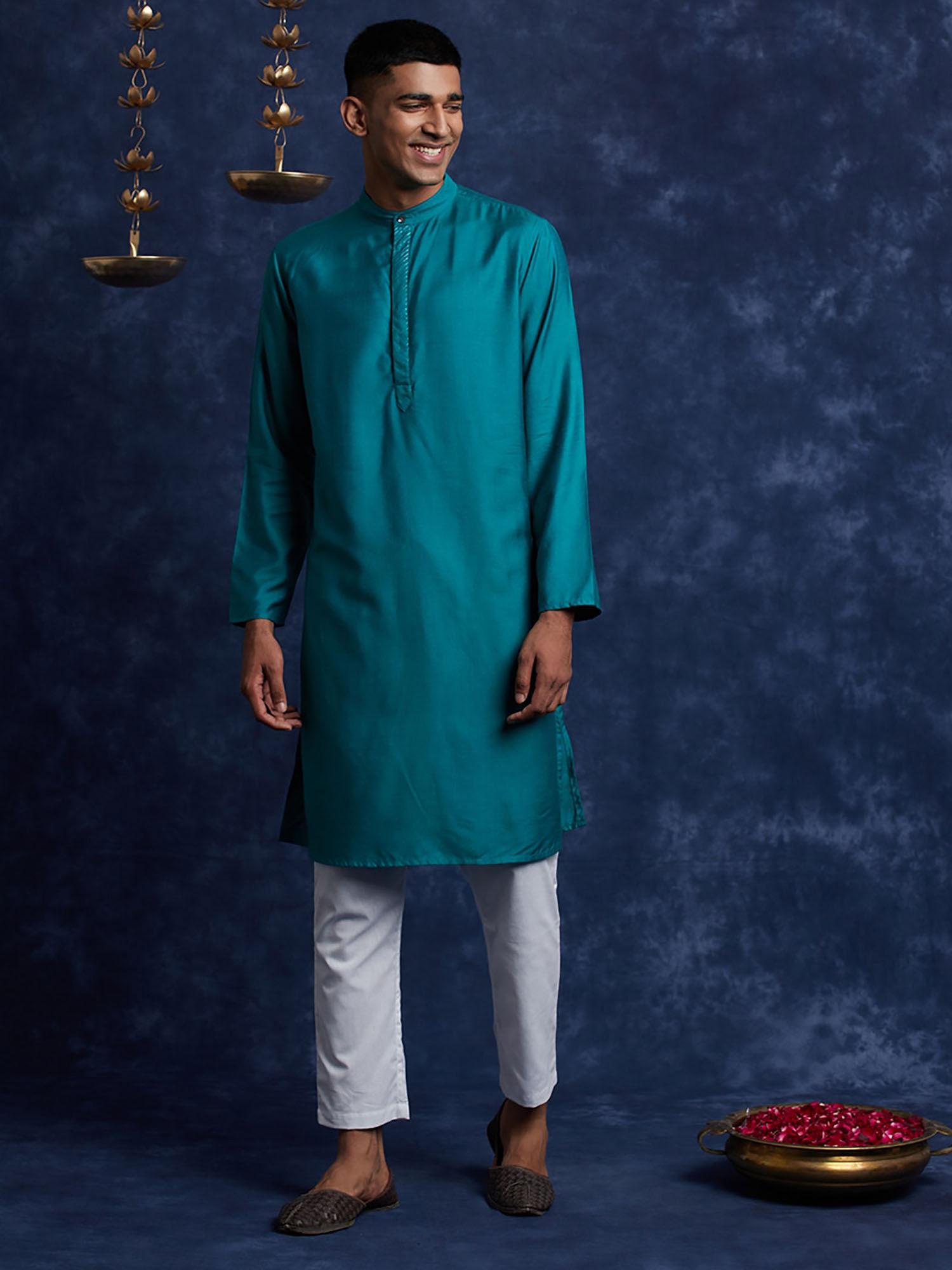 viscose tussar zari placket long kurta