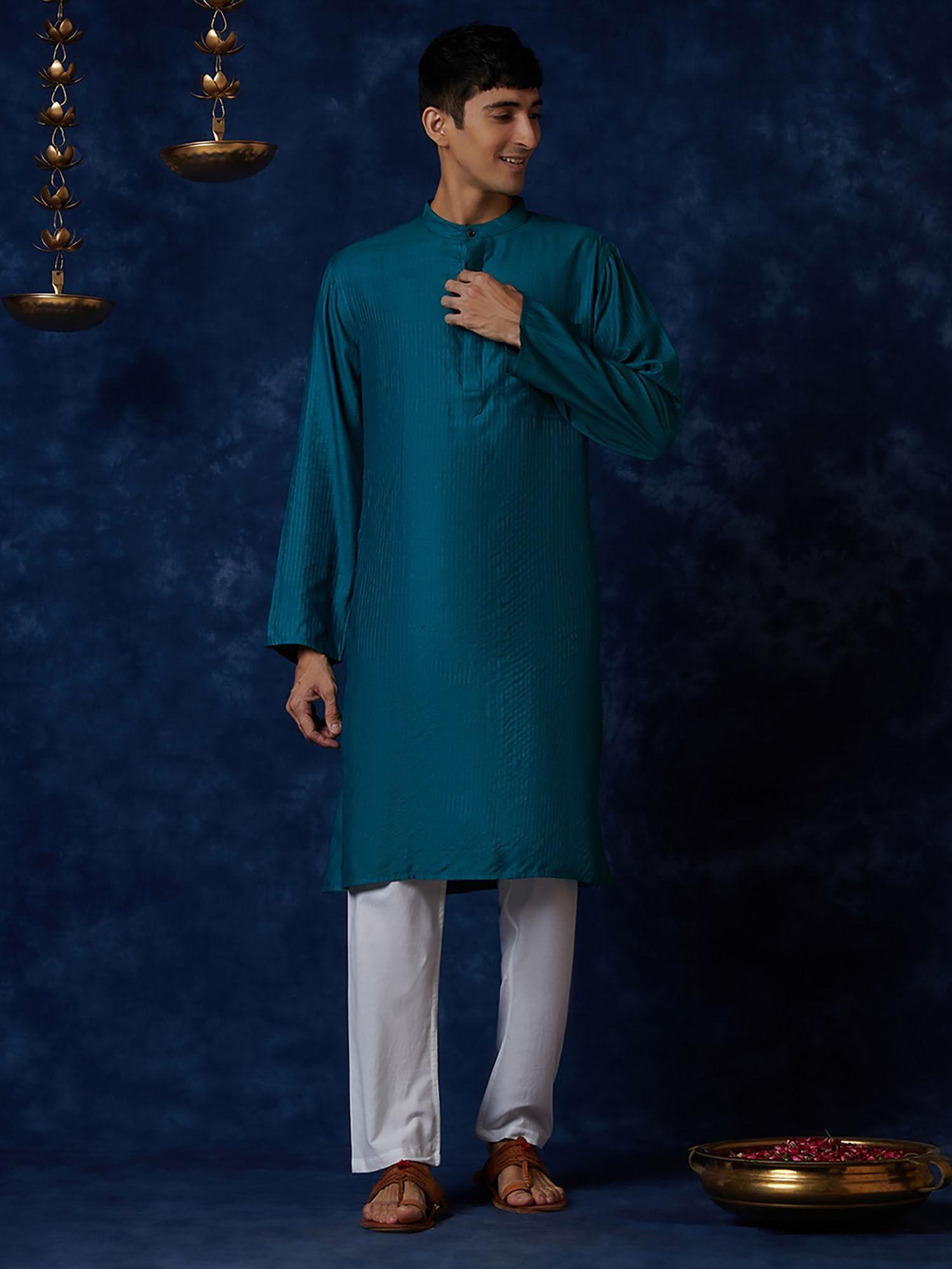 viscose tussar zari striped long kurta