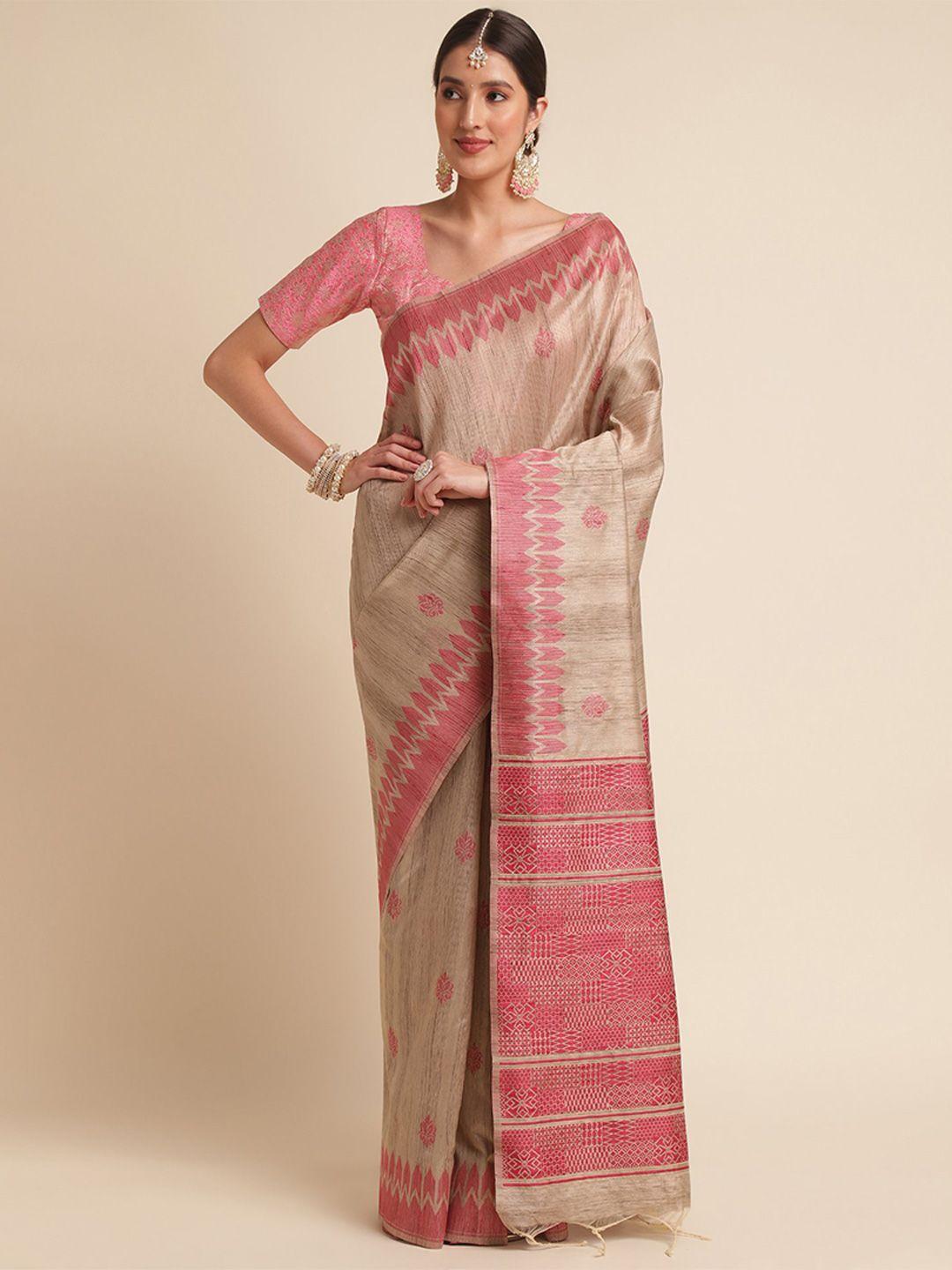 vishnu weaves ethnic motifs printed jute silk tussar saree