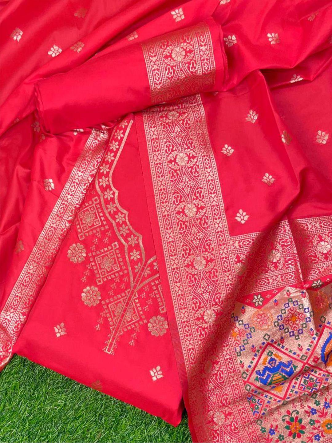 vishnu weaves ethnic motifs printed pure silk unstitched dress material