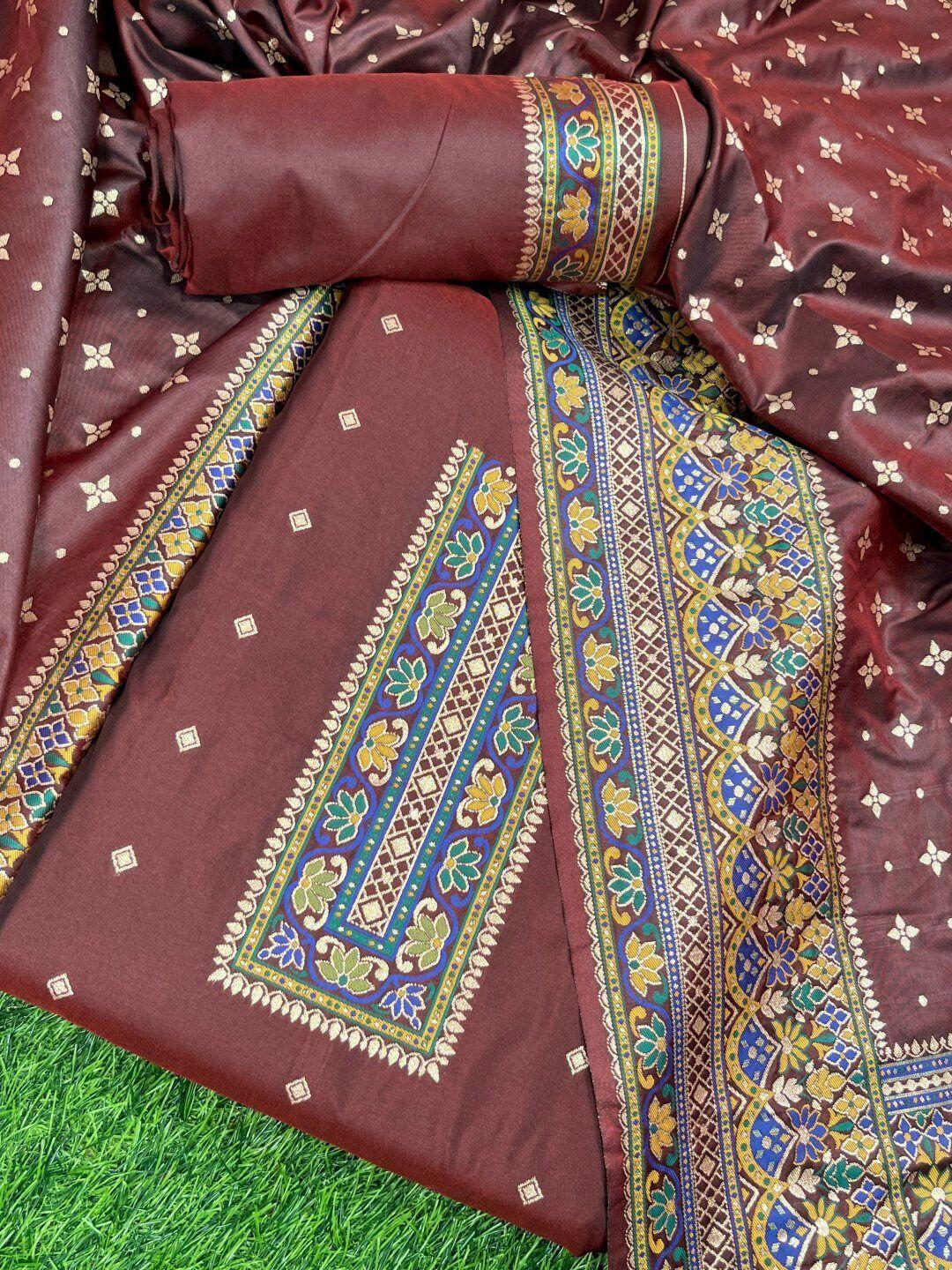 vishnu weaves ethnic motifs woven design pashmina silk unstitched dress material