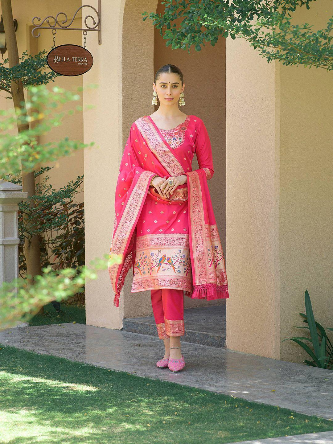 vishnu weaves ethnic motifs woven design pure silk unstitched dress material