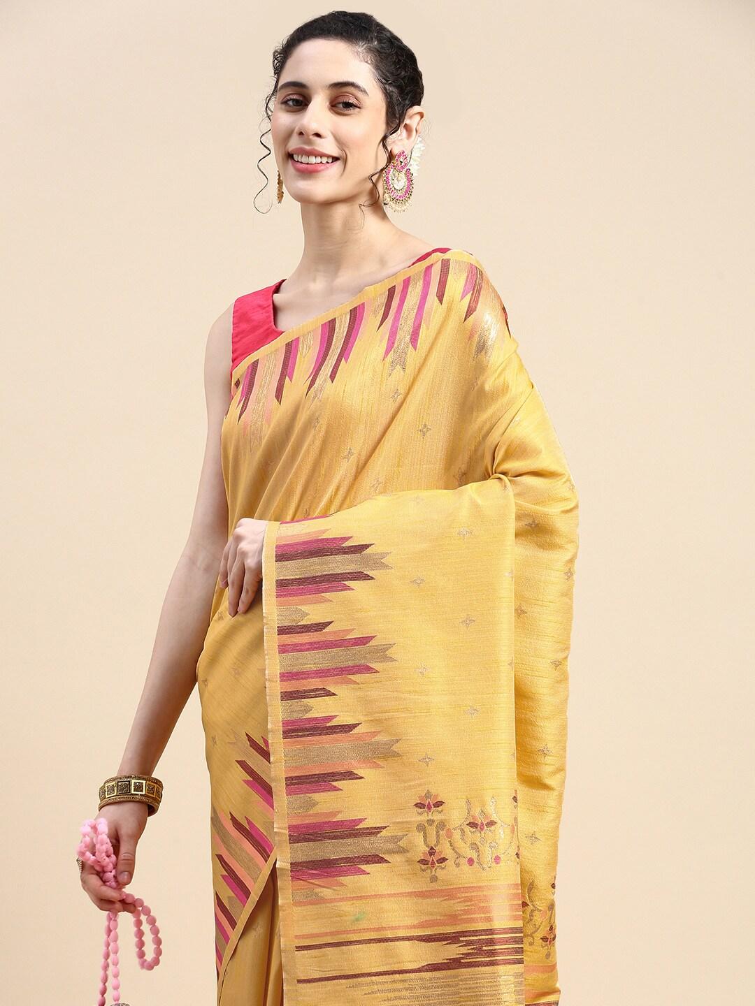vishnu weaves woven design zari silk blend saree