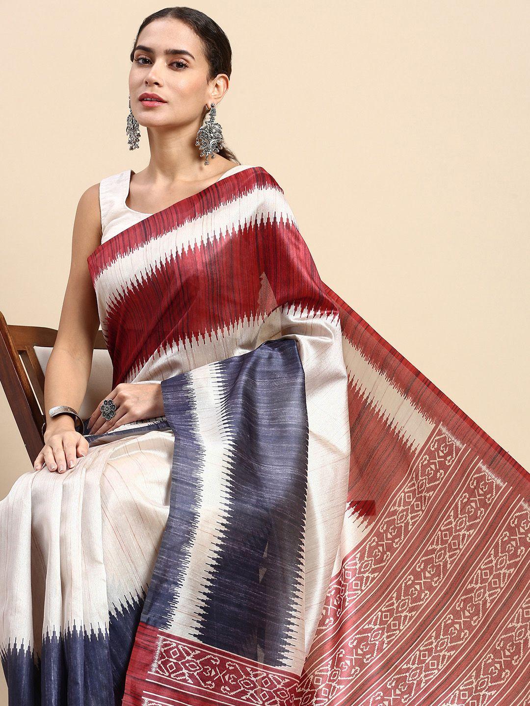 vishnu weaves abstract printed tussar saree