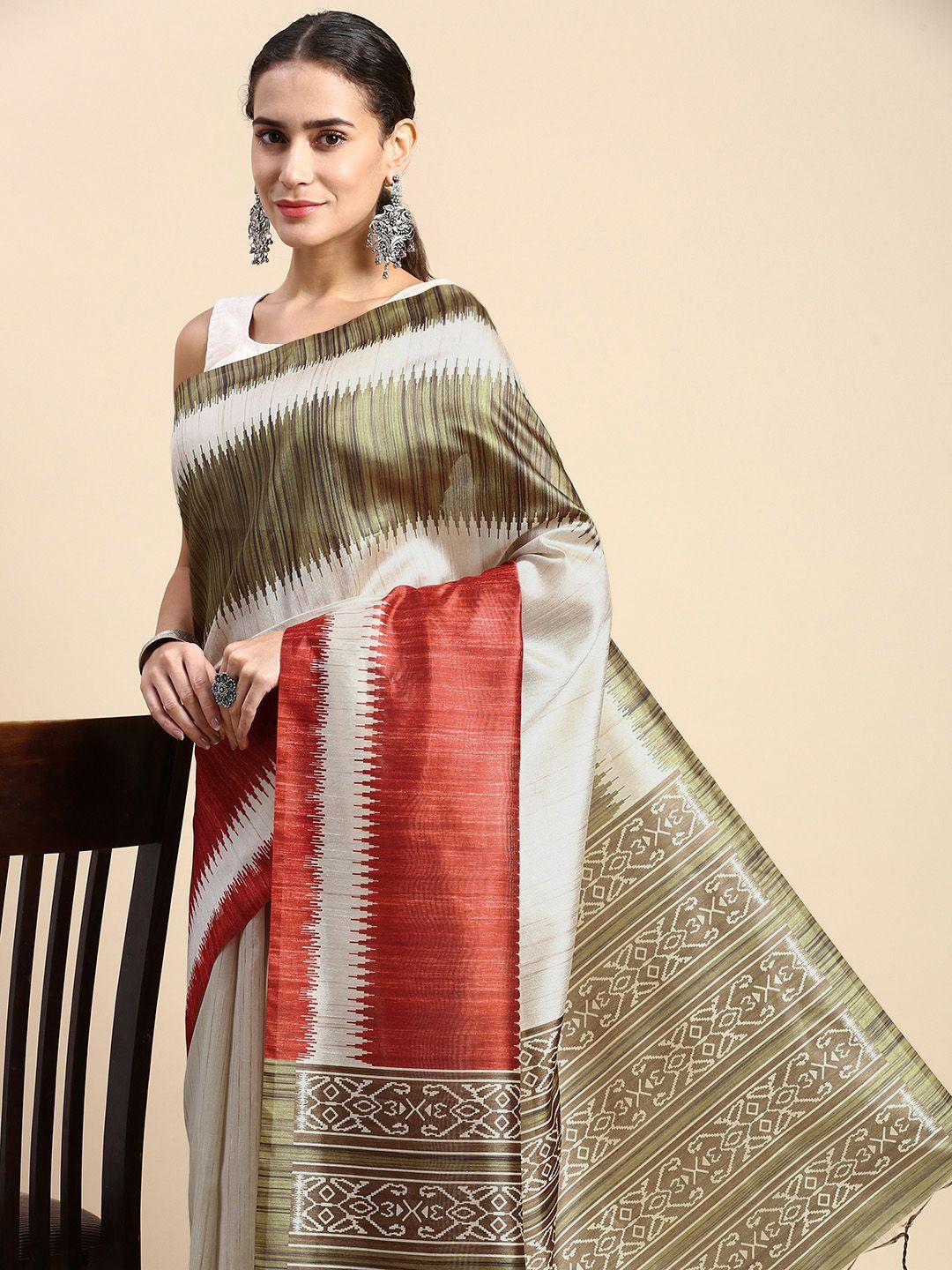 vishnu weaves abstract printed tussar saree