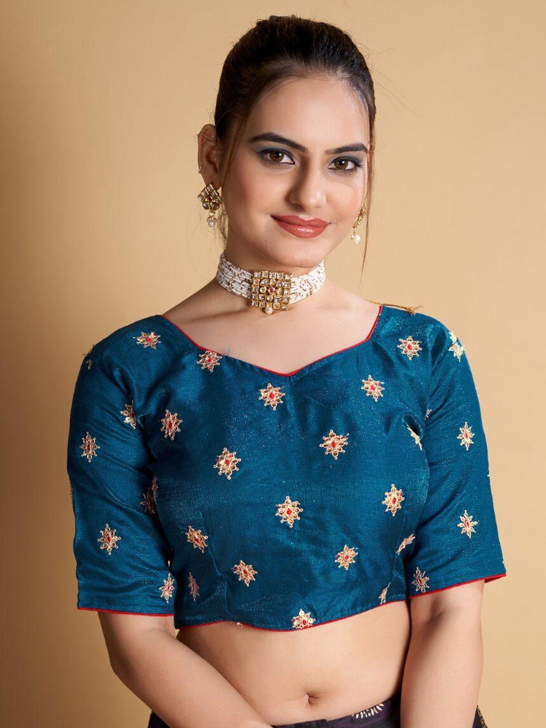 vishnu weaves butti sequenced embroidered padded blouse