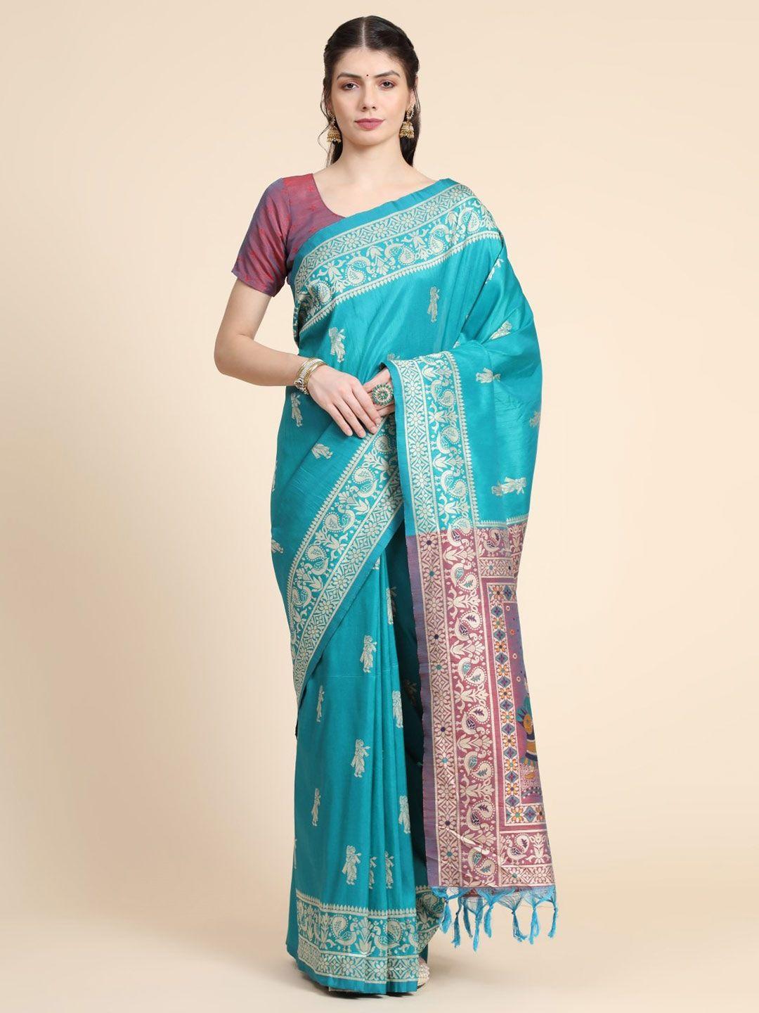 vishnu weaves ethnic motifs woven design zari bhagalpuri saree