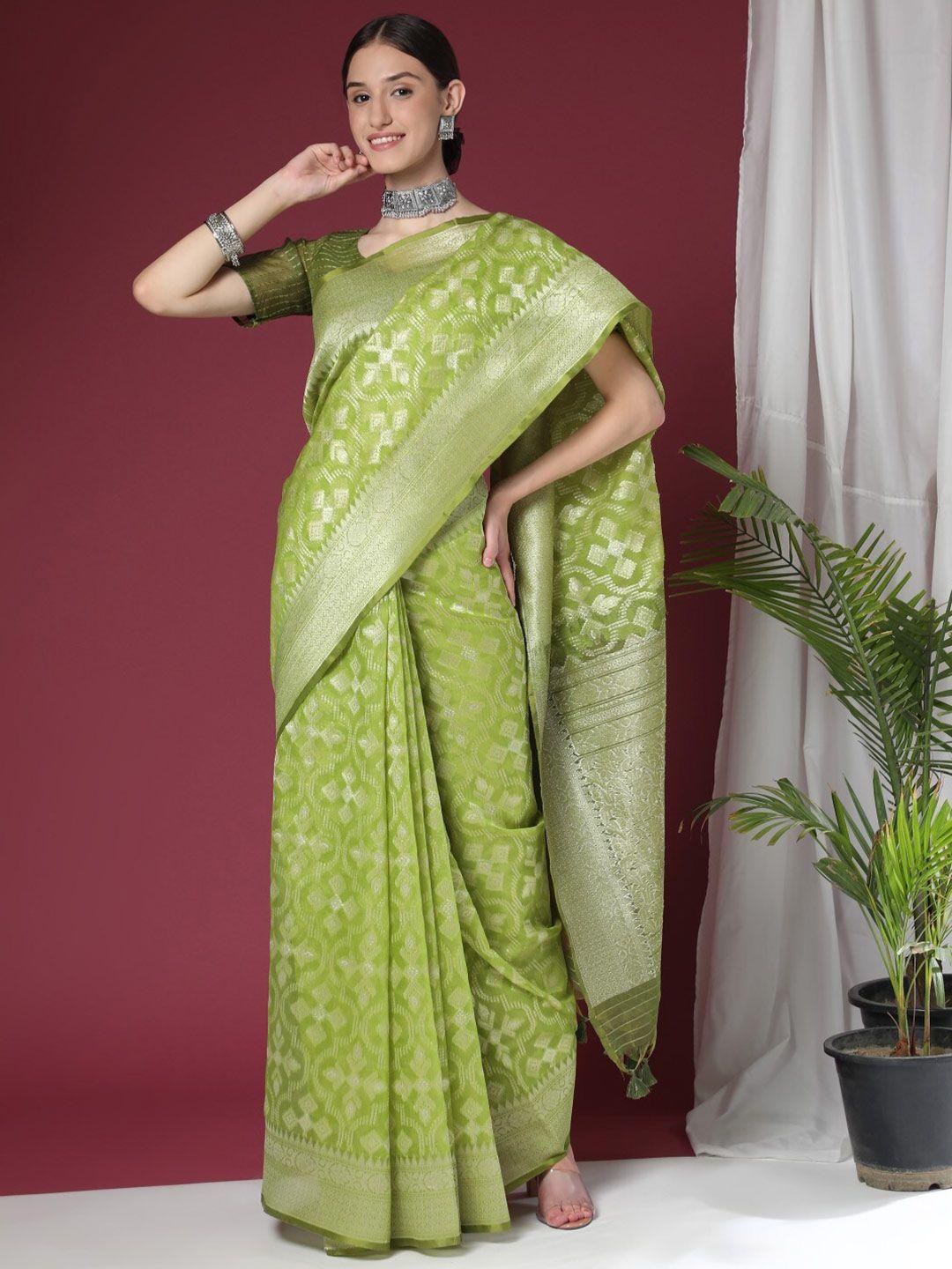 vishnu weaves ethnic motifs woven design zari pure linen jamdani saree