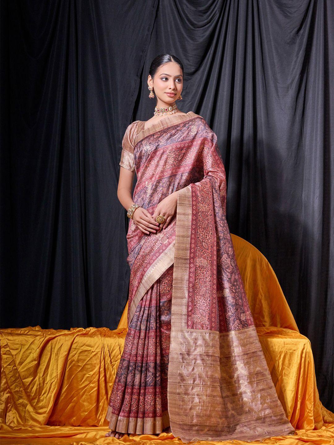 vishnu weaves ethnic motifs zari tussar saree