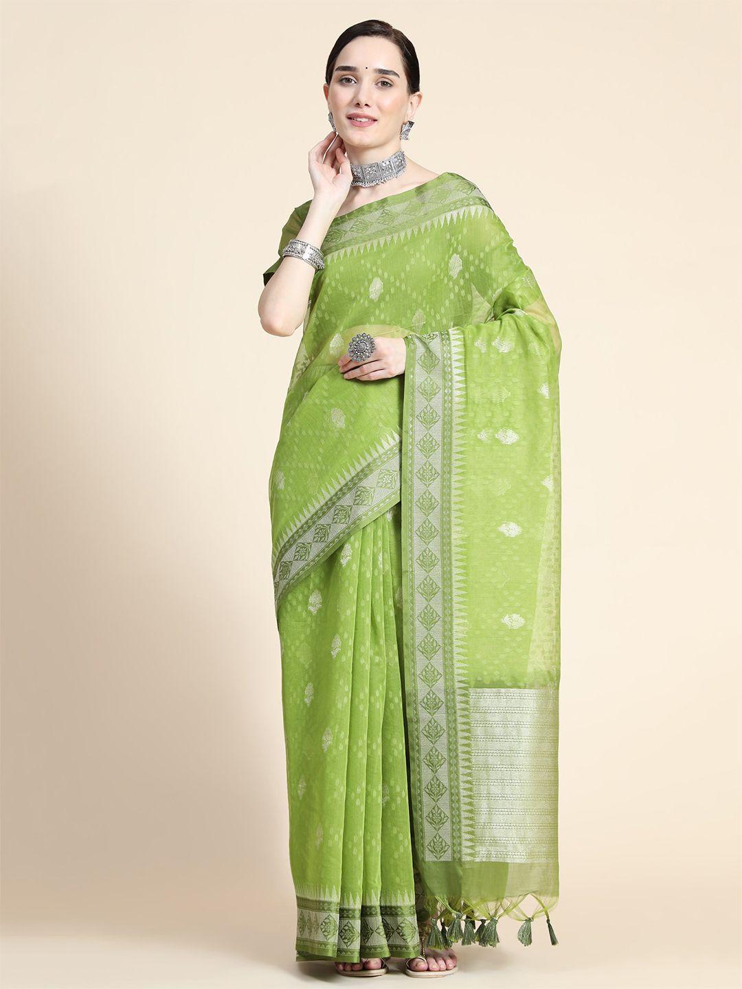 vishnu weaves ethnic woven design zari organza saree