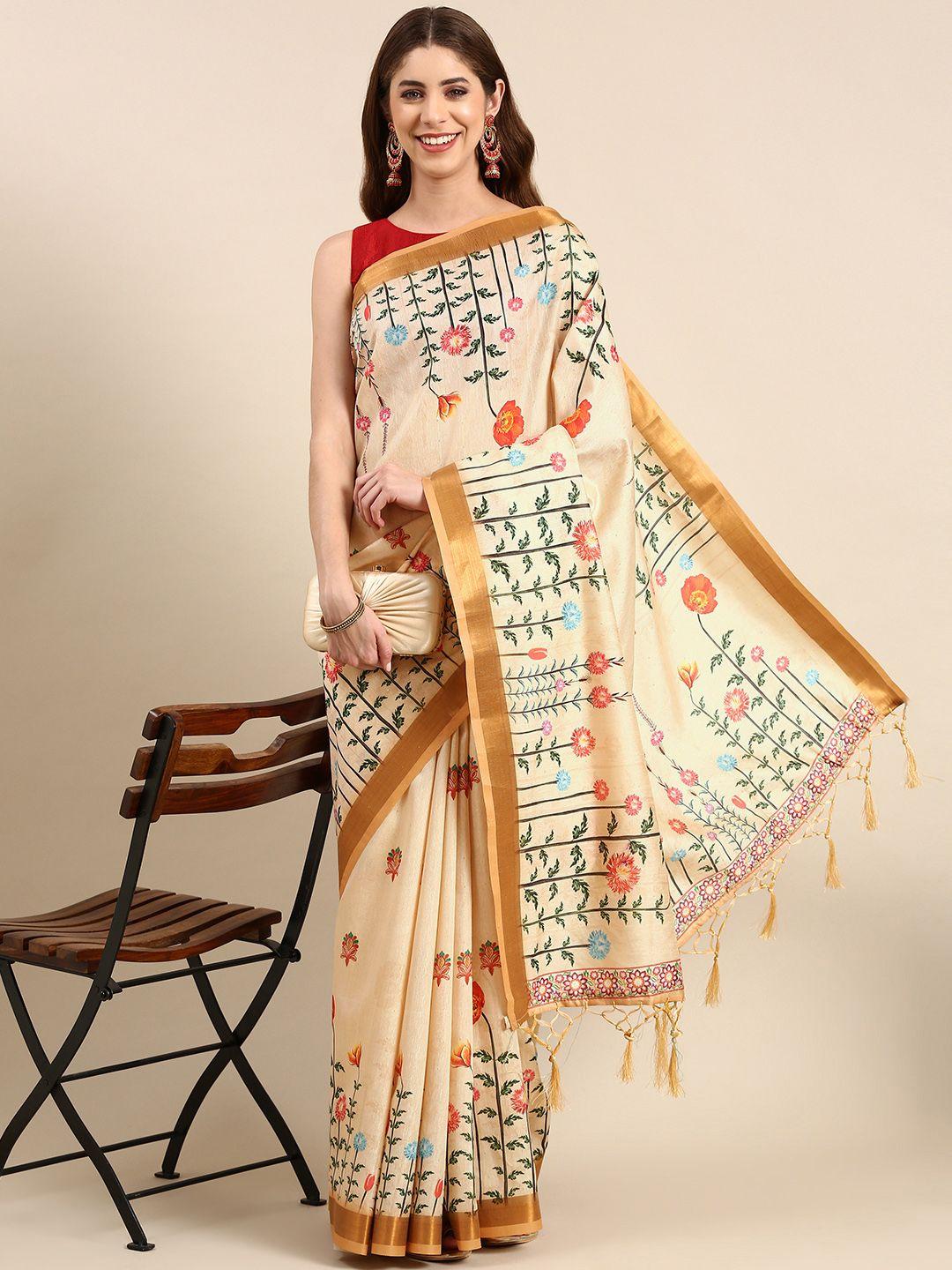 vishnu weaves floral printed banarasi saree