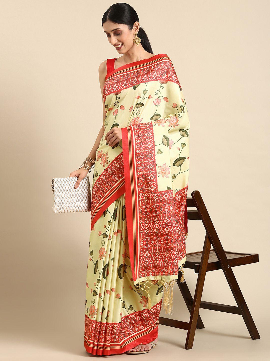 vishnu weaves floral silk cotton patola saree