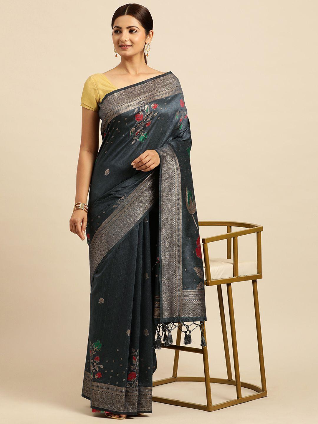 vishnu weaves floral zari banarasi saree